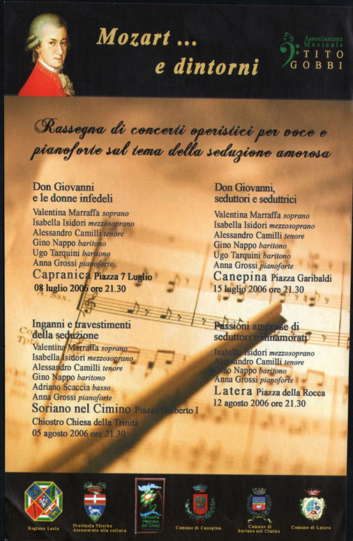 Locandina della Rassegna concertistica Mozart e Dintorni